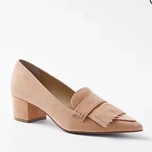 Ann Taylor Kiltie Suede Block Heel Pumps in chai latte.  Size 7.5.